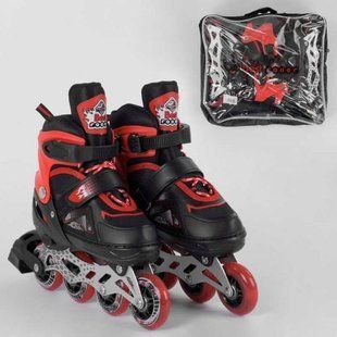 Ролики "Best Roller" (розмір 30-33; колір - ЧЕРВОНИЙ; колеса PU, ПЕРЕДНЄ КОЛЕСО СВІТЛО, в сумці, устілка &ndash; 17-19.5 см, d коліс - 6.5 см) 268659 фото