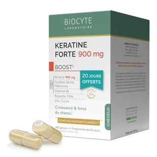 Biocyte KERATINE FORTE 900MG BOOST PACK K-Amine Зміцнює та допомагає відростити довге волосся, 180 капсул BYKF900G180 фото