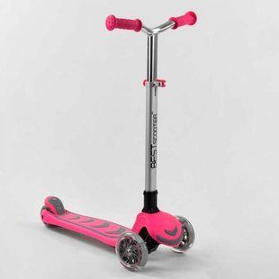 Самокат трехколесный Y-00211 (4) Best Scooter, РОЗОВЫЙ, складной алюминиевый руль, 4 колеса PU со светом, d=12 см 269236 фото