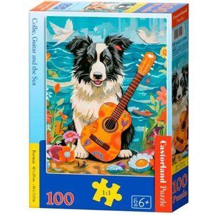 Пазли "Коллі, гітара та море" 100 елементів 283790 фото