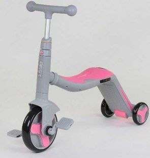 Самокат 3в1 (1) Best Scooter, самокат-велобег-велосипед, свет, 8 мелодий, колёса PU, переднее колесо d=20см, задние d=11см 269085 фото