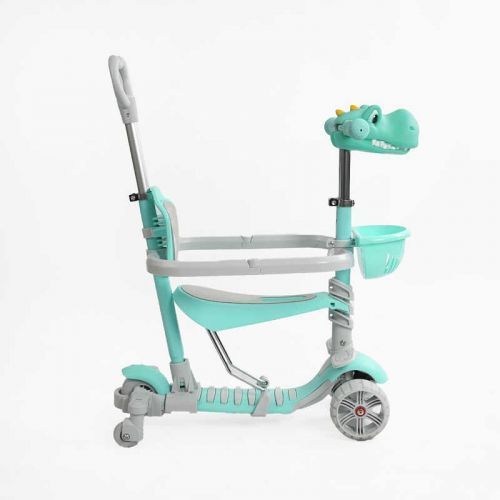 Самокат 5в1 "Best Scooter", с ДОП. КОЛЕСАМИ, защитный бампер, PU колеса со светом, в коробке 268020 фото