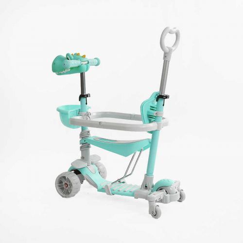 Самокат 5в1 "Best Scooter", с ДОП. КОЛЕСАМИ, защитный бампер, PU колеса со светом, в коробке 268020 фото