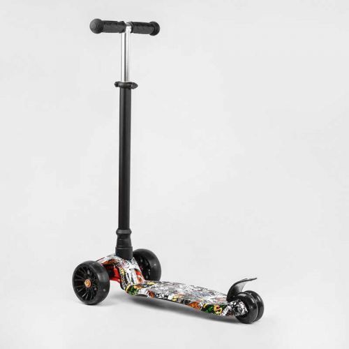 Самокат трехколесный "Best Scooter", съемный руль, колеса PU со светом, передний 130х25 мм, задние сдвоенные 80х45 мм, в коробке 269268 фото